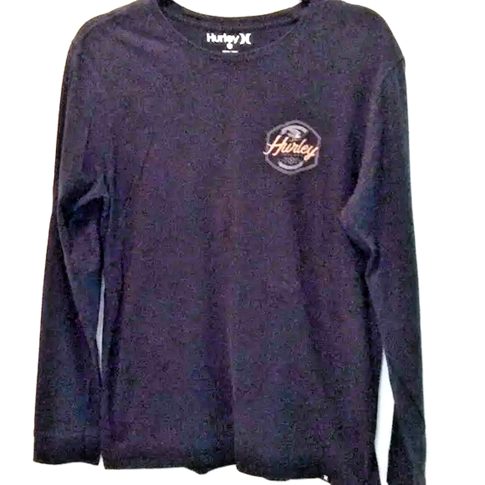 HURLEY MEN’S LONG SLEEVE BLACK TEE SHIRT Sz MEDIUM